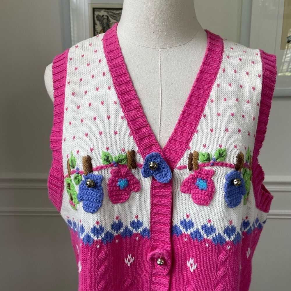 Vintage Quacker Factory Button Front Sweater Vest… - image 2